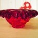 Red Glass Bowl Ruffled Edge