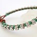 Rhinestone friendship bracelet / brown / kelly emerald green / silver / pantone color of 2013