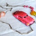 RESERVED for ROBERTA. Pink toy car Necklace. Vintage assemblage, antique reconstructed, vintage toy, sterling silver, pink stones.