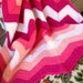 Pink and White Chevron Zig Zag Blanket Afghan Throw Crochet