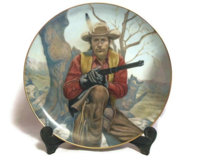 Gregory Perillo collector plates, rare complete set of Legends of the West Series 1982 Daniel Boone, Davy Crockett, Kit Carson, Buffalo Bill