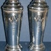 A Pair of Edwardian Art Nouveau Hammered Silver Metal Vases - Made in England