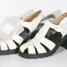 Chunky White and Black Shiny Patent 90s Sandals - US Size 7 / French Size 39