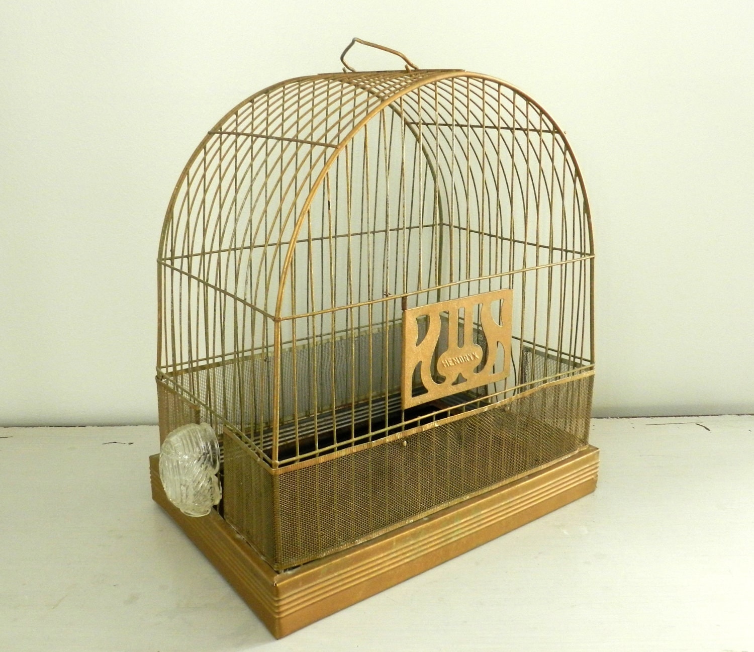 Vintage Bird Cage Hendryx Gold Metal1920s Rustic Primitive