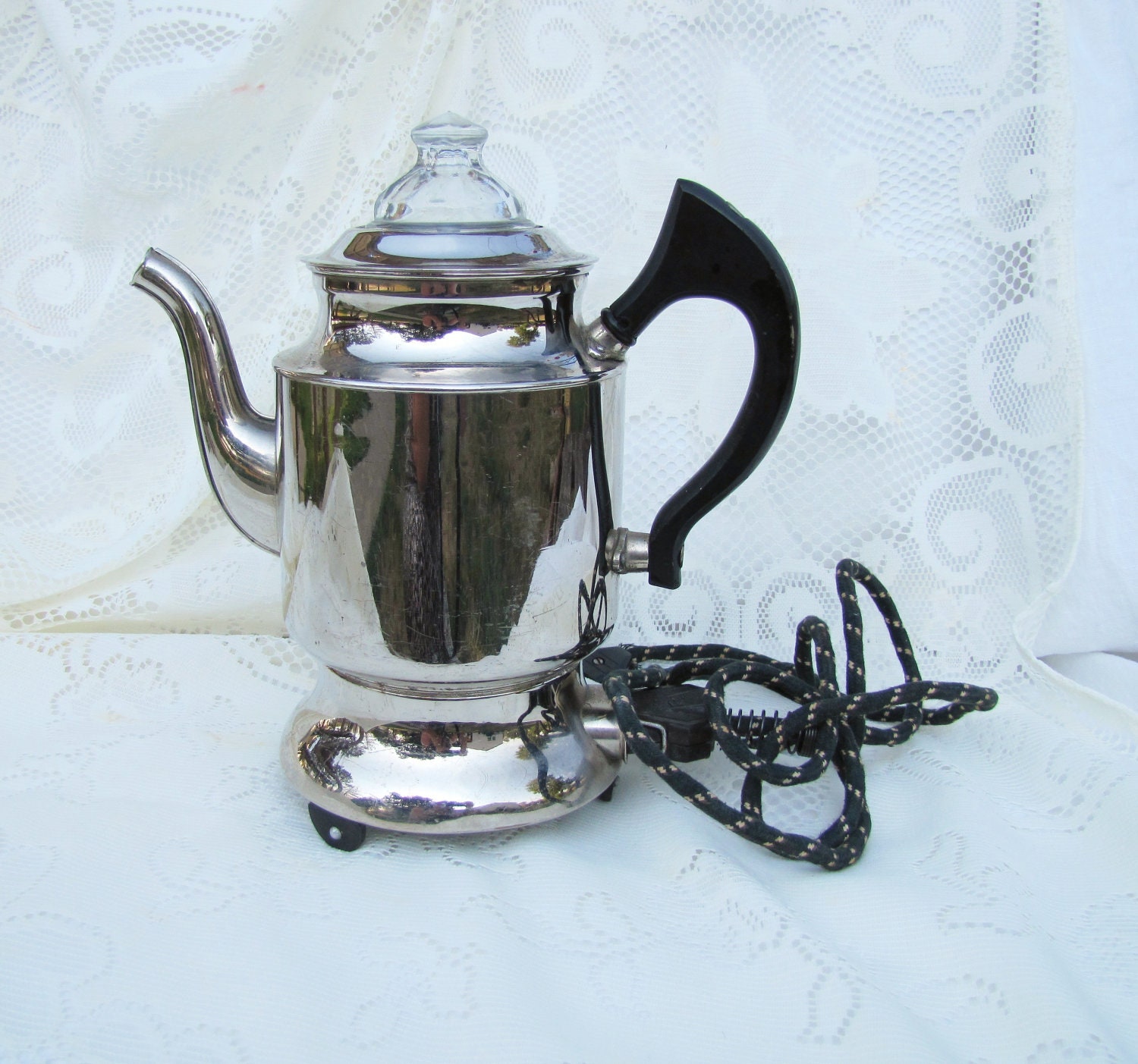 Antique Electric Coffee Pot Dover Table Percolator Chrome