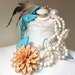 Flower Brooch Feather Pearl Polka Dot Necklace in Turquoise, Orange, Brown, & cream featuring Statement Jewelry by ZILLAS QUEEN