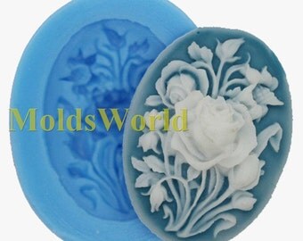 A401 Rose Flower Cabochon Polymer Clay Mold Food Grade Silicone Silicon Mould 40x30mm