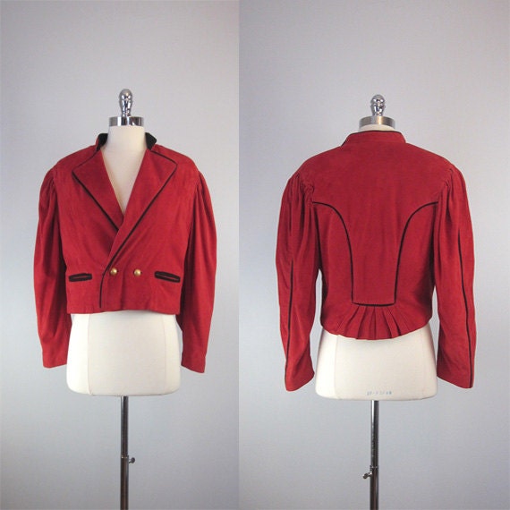 vintage BALENCIAGA suede jacket / vintage suede coat / military / les arts / 1980s