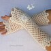 Lace Crochet Fingerless Gloves Wedding Ivory Hand Warmers Soft Romantic Vintage Style Flower Fluffy Kid Mohair flirty romantic feminine