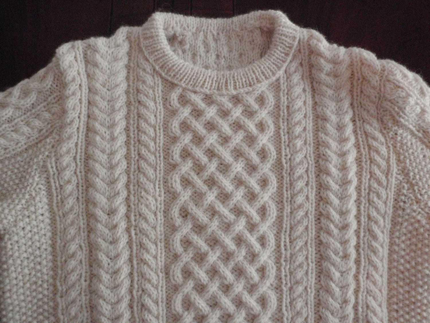 Aran Fisherman Sweater White Wool