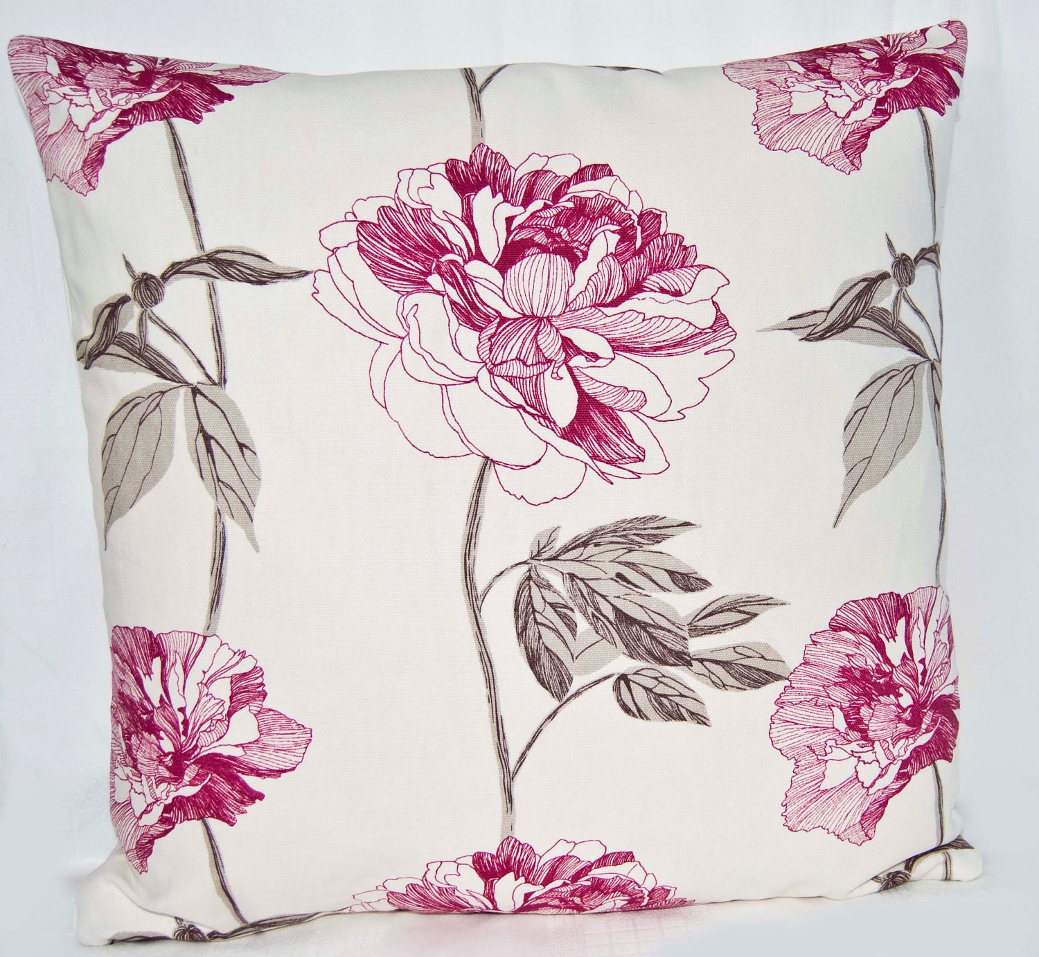 Pink and Grey Floral Cushion Cover Size 45cm 18ins Made