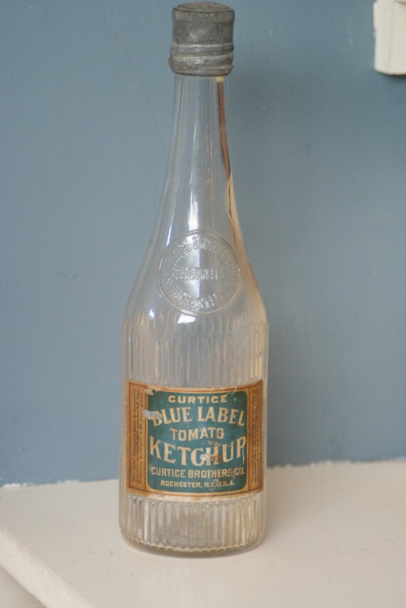 Items similar to Curtice Blue Label Ketchup Bottle Very Fine Antique