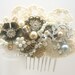 Gold Hair comb -Bridal hairpiece in Champagne, Ivory and Lace. Vintage hairclip, Wedding hair Accessories - Lace Hair Comb