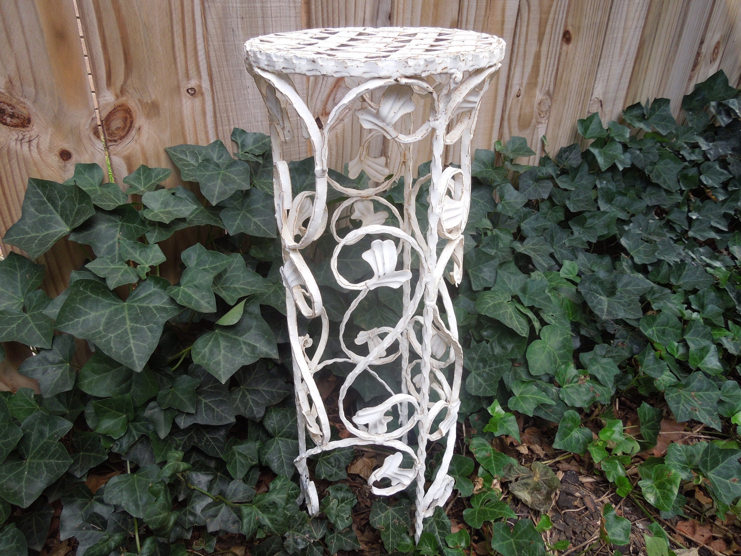 White iron plant stand