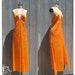 Vintage 70's Neon Orange & Yellow Paisley Halter Dress, Small / Medium