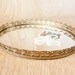Vintage Vanity Tray, Metal Filagree Edge, with glass mirror bottom, oval shaped