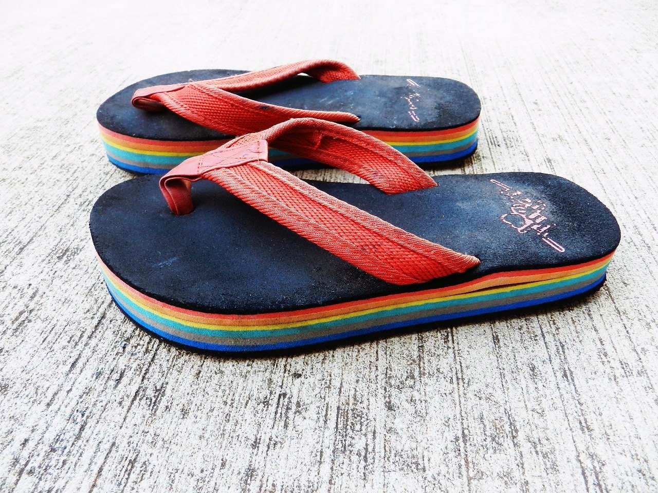rainbow flip flops