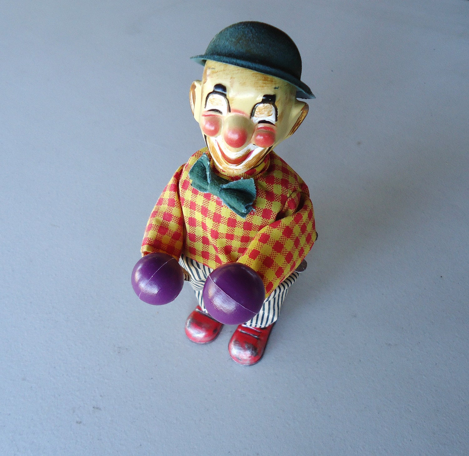 SALE Wind Up Clown Mechanical Doll Vintage Toy Antique