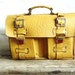 Danish Vintage Yellow Retro Leather School Bag
