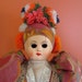Vintage Mid Century 17 Inch Folk Art Hungarian Cloth and Leather Doll Matyo Mezokovesd Headdress
