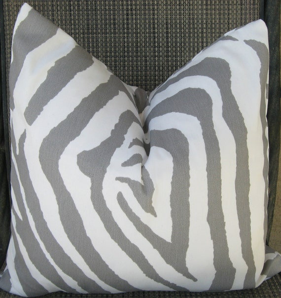 Items similar to Free Shipping. Two Grey and White Zebra Print Pillow