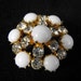 RESERVED for Rick/Alison: Winter Whites Vintage Austria Domed Milk Glass Brooch