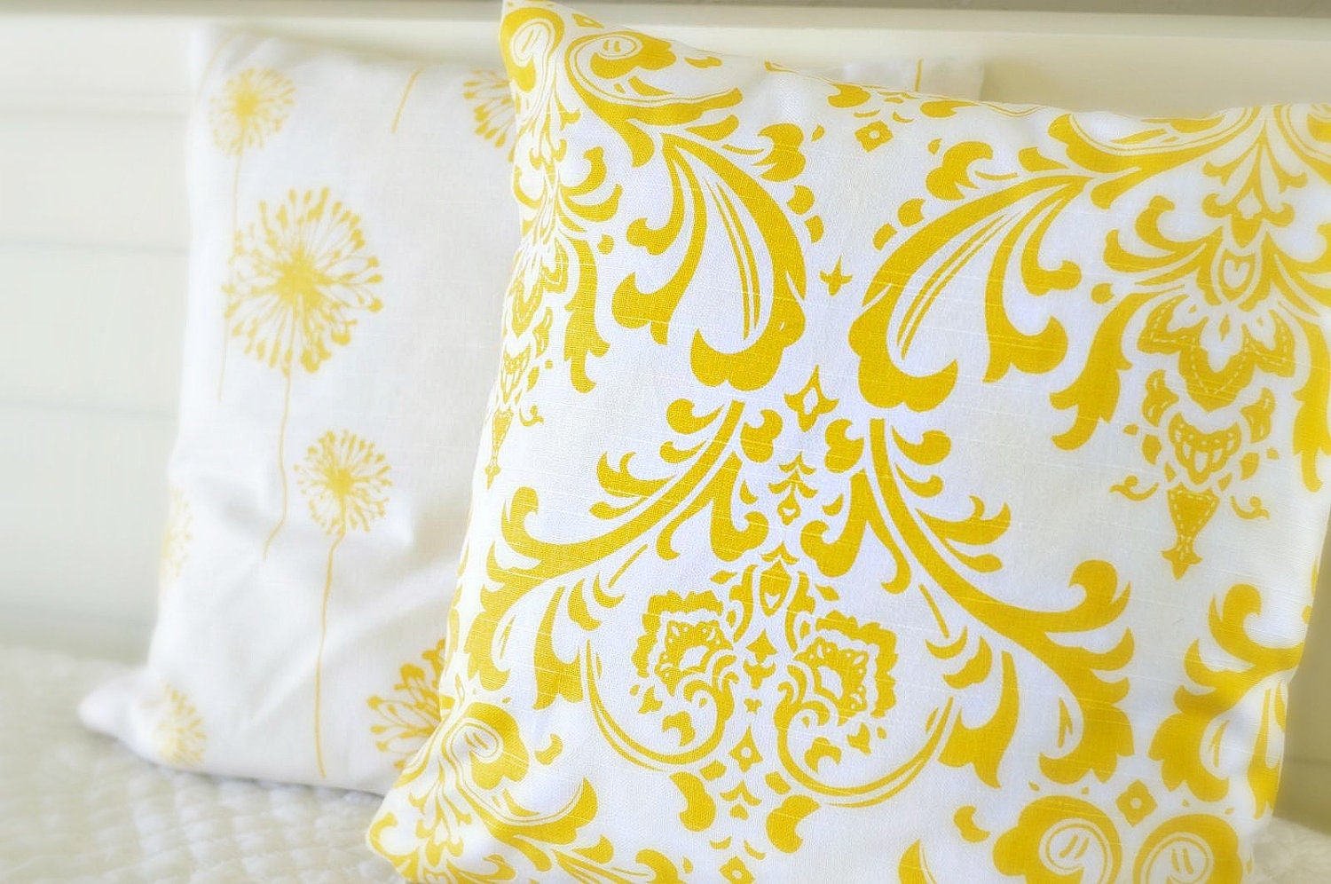 Sale Yellow Damask Pillow Cover 18 by ThePillowGardenCo on Etsy