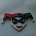 Harley Quinn Brooch, Red White and Black Acrylic Pin