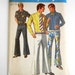 Vintage sewing pattern uncut mens pants bell-bottom hip-hugger pants and body shirt 1969 chest 36 neck 14 1/2