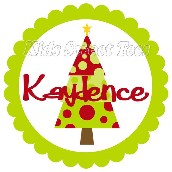Red and green funky Christmas tree - digital image Il_570xn