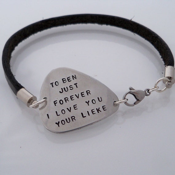 Items similar to Custom guitar pick, plectrum bracelet for men, hand