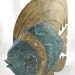FREE SHIPPING wooden flounder fish handcarved artist wood nautical fish summer home decor
