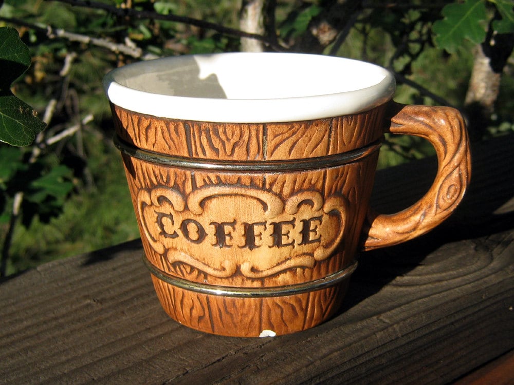Vintage coffee cup rustic coffee mug brown ceramic 16 oz