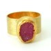 Hot pink druzy ring, 18k gold dipped