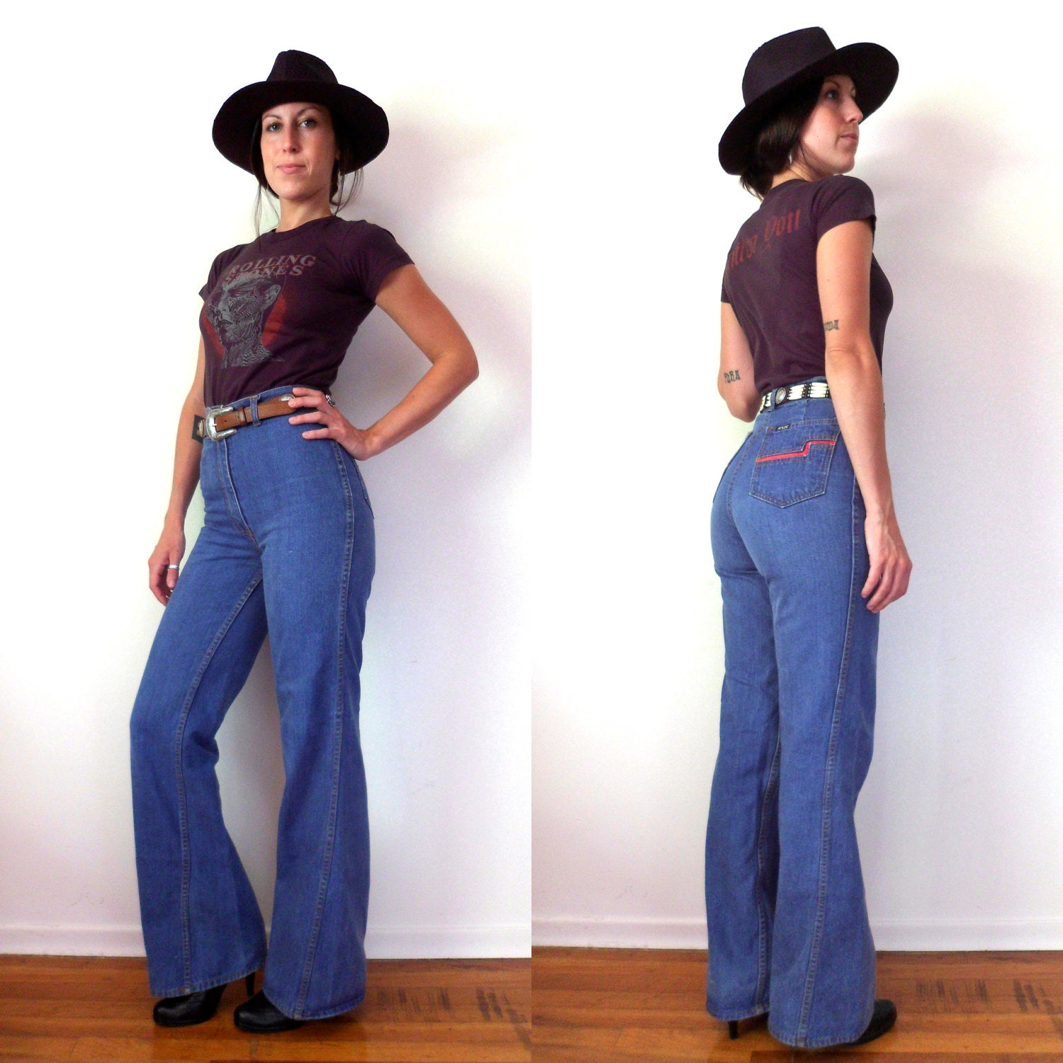 70's high waisted bell bottom jeans