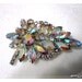 Aurora Borealis Rhinestone Brooch - Brilliant Flower Leaf 1827ag-012312000
