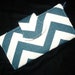 Womens Handmade Wallet in Textured Navy/Natural Chevron, 2 zippered.