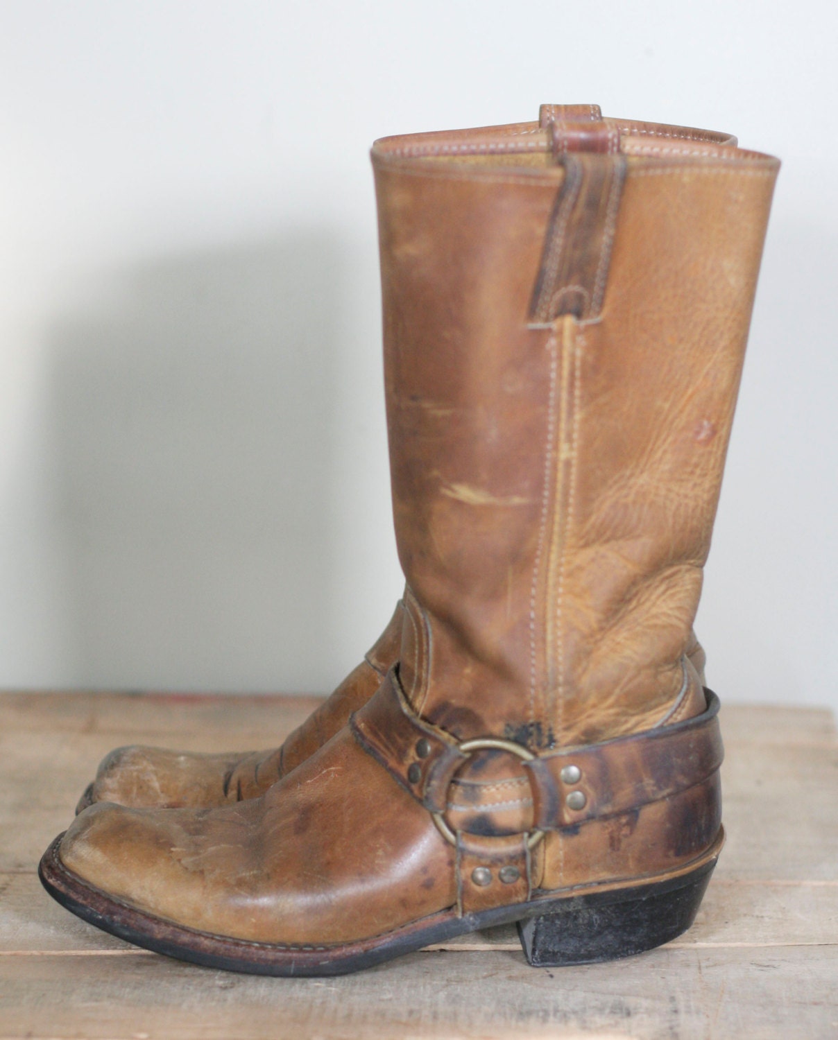 vintage distressed women's harness boots