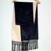 RESERVED 1920s Vintage Silk Black and Cream Fringed Scarf