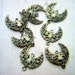 Vintage Naturally Aged Brass Crescent Stamping Chandelier Finding x 4
