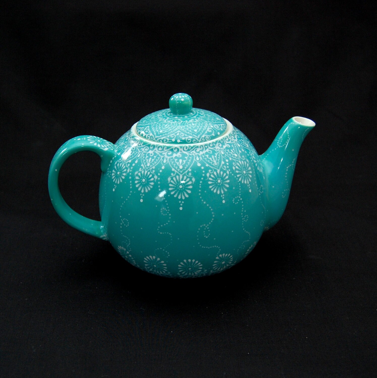 Teal Hand Painted Tea Pot