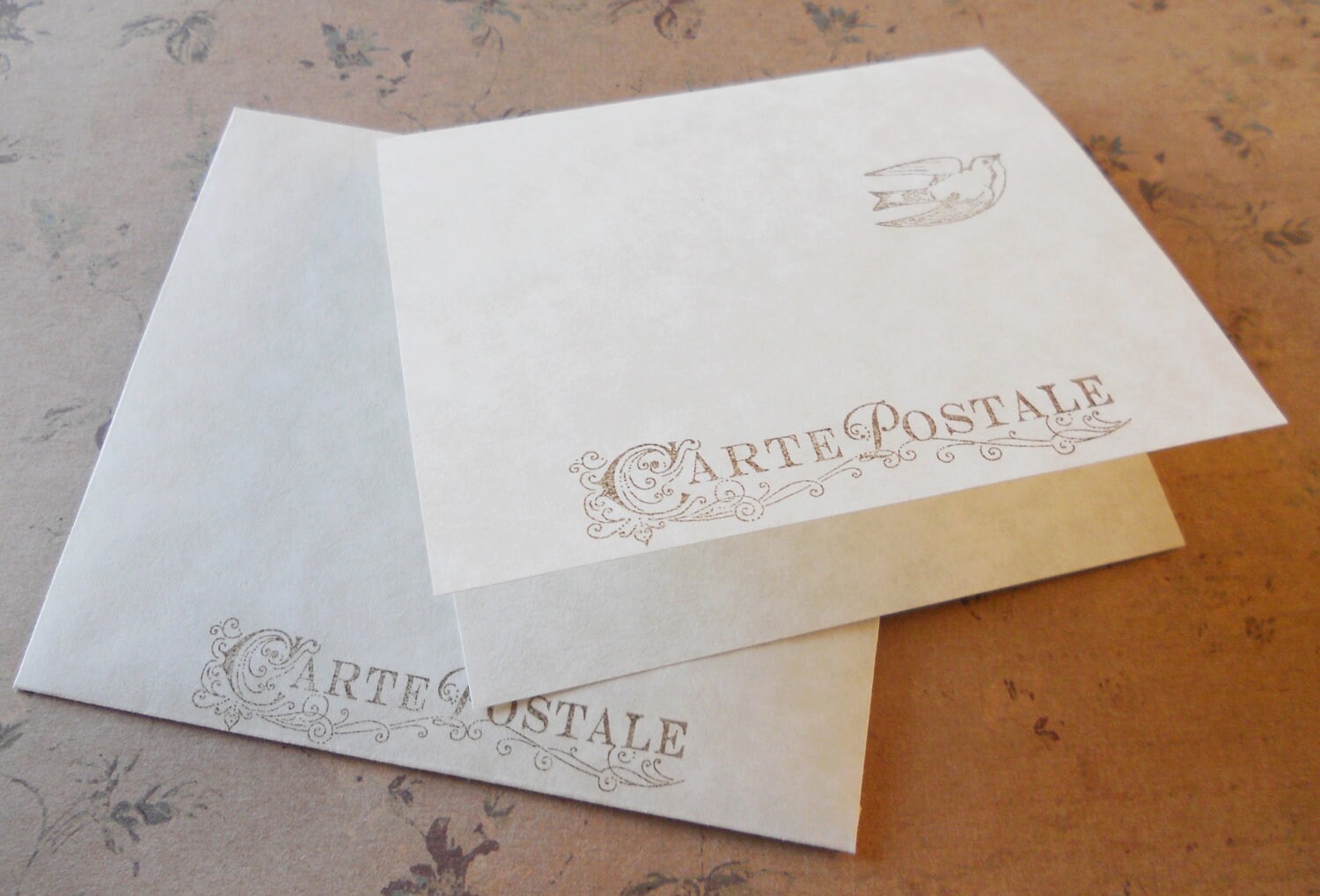 Parchment paper writing set hand stamped by PiccadillyStation