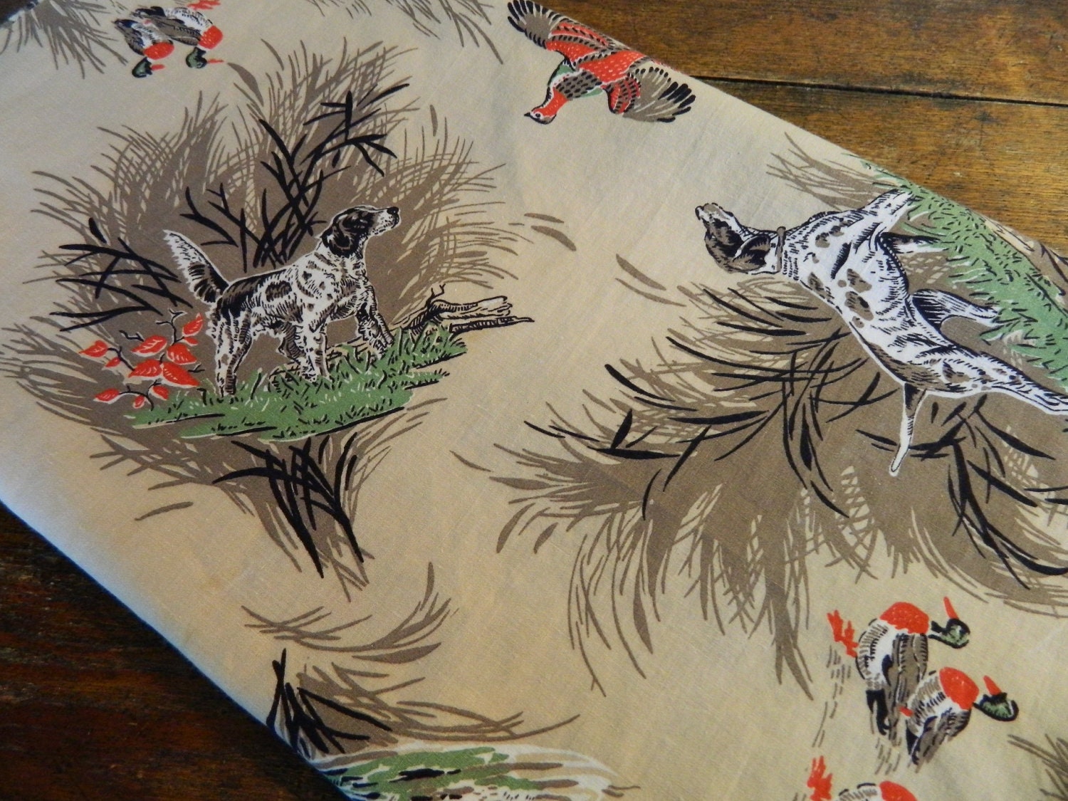 36 Wide Vintage Hunting Scene Cotton Fabric