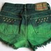 Dip Dye Ombre Denim Shorts Vintage Destroyed DIY Cut Off Jeans High Waisted M