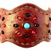Brown leather cuff / bracelet with glass bead inlay.