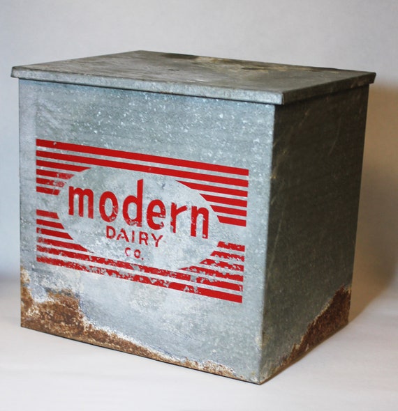 VINTAGE MILK COOLER retro insulated metal Modern Dairy box