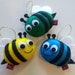 Bumblebee Eco Felt Baby Shower Party Favor Ornament SET OF 3 Softie Nursery Decor Gift