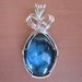 Blue Flash Labradorite Stone Sterling Silver Wire Wrapped Pendant