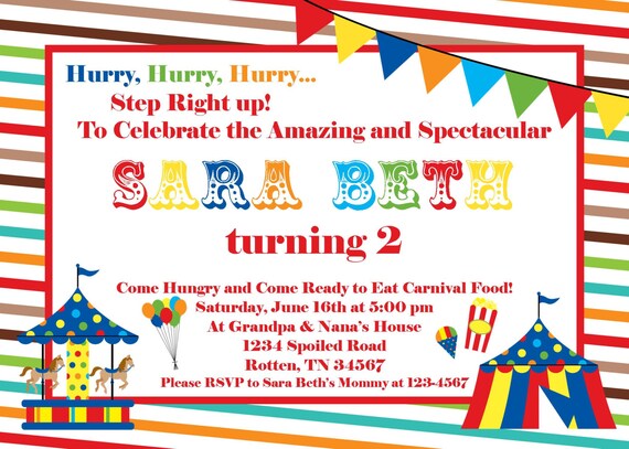 Amazing & Spectacular Carnival Birthday Invitation by WhateverIs