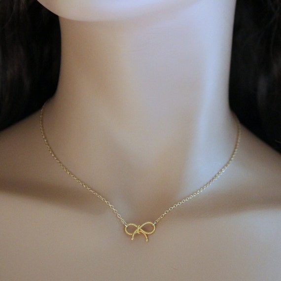 Gold RIBBON Necklace Gold Filled and Vermeil Small by NeliaKJewels